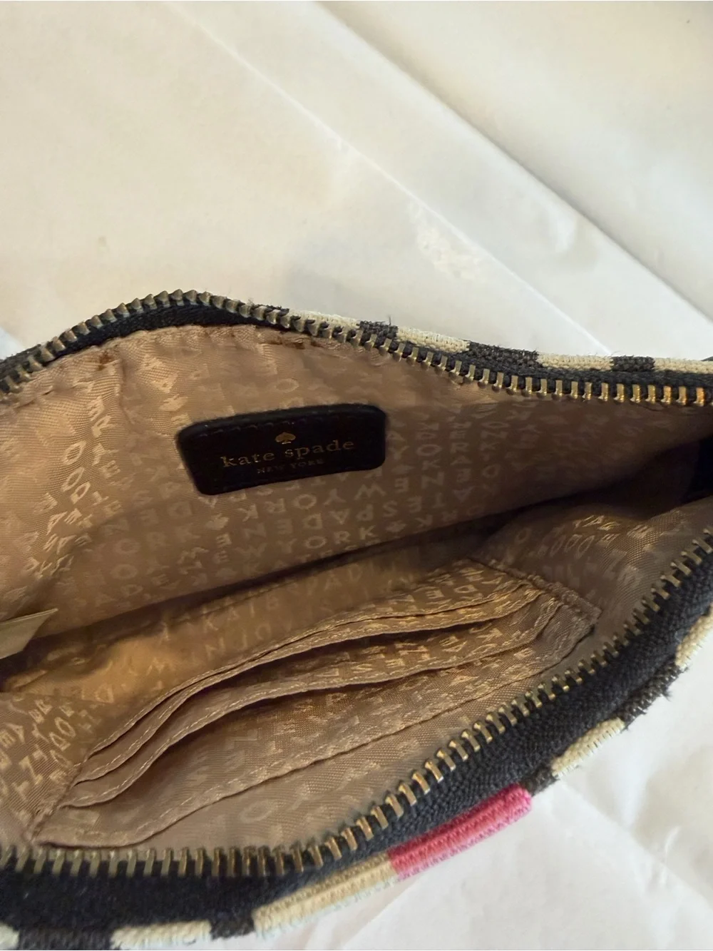 Kate Spade black, pink & white wristlet.